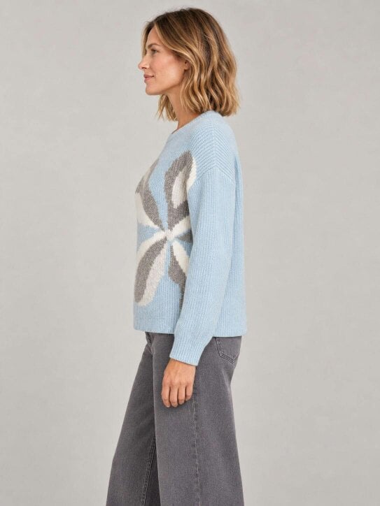 VIZ-A-VIZ Intarsia Floral Crew Neck Jumper