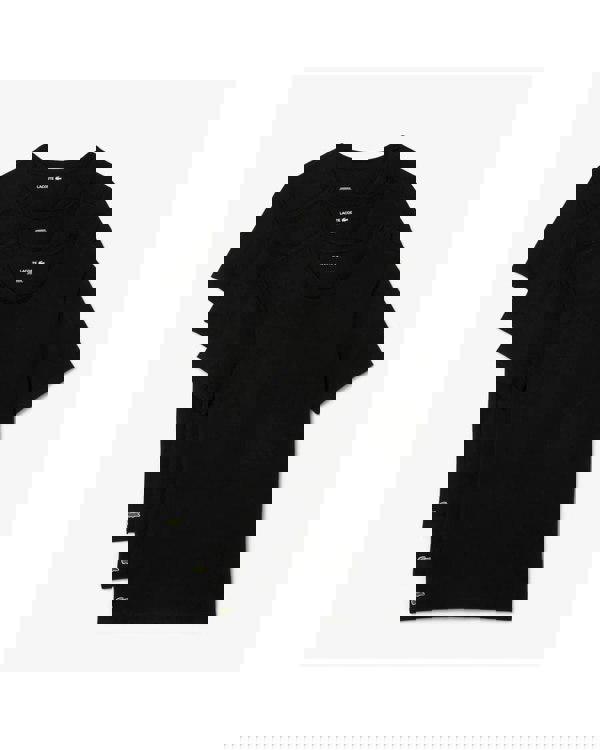 Lacoste Mens 3-Pack Plain Mens T-Shirts - Black 031