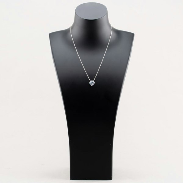 T. H. Baker Silver Rhodium Plated Blue Pave Cubic Zirconia Knot Necklace 8.14.8010