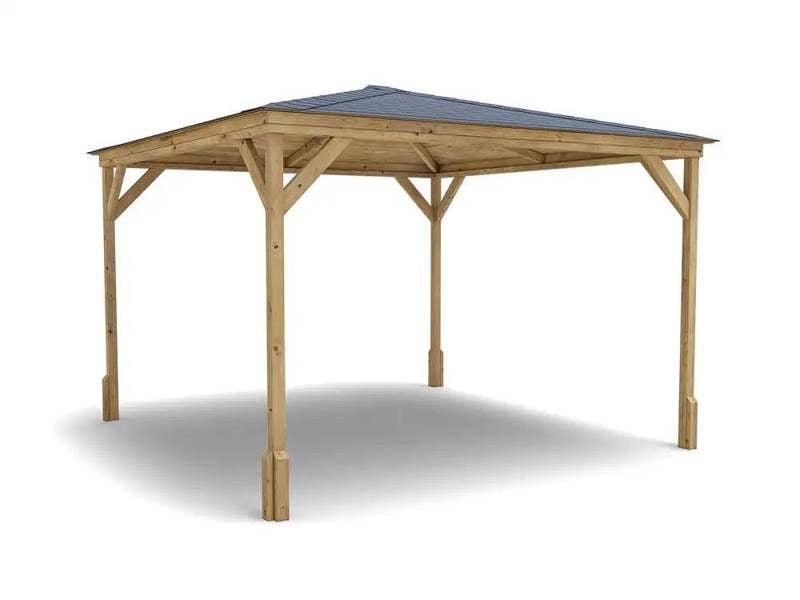 Dunster House Wooden Gazebo 3m x 3m Heavy Duty Garden Shelter Pressure Treated , Roof Shingles Included, Utopia 300