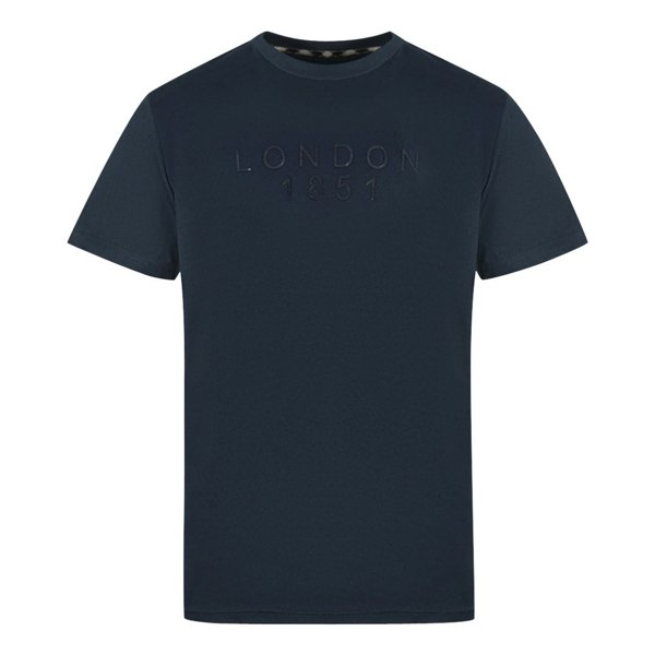 Aquascutum London 1851 Tape Logo T-Shirt - Navy Blue