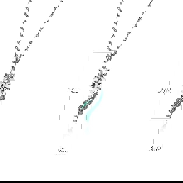 Art Nouveau Style Marcasite, Green and Black Enamel Fox Pendant Necklace in Sterling Silver 214P333801925 Dimensions