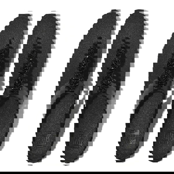 FitFlop FINO BEADIE-BUTTON Womens Toe Post Sandals Metallic Black