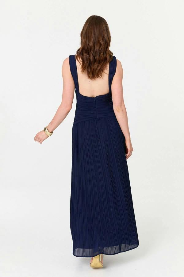 Navy | Abstract Relaxed 3/4 Sleeve Maxi Dress