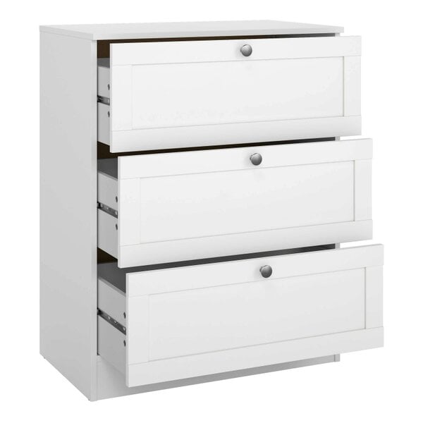 Wyld Haus Cherryfern White Wooden Chest 3 Frame Drawers