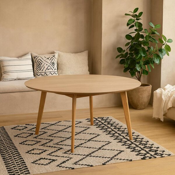Wyld Haus Saffrom Large Round Dining Table Natural Oak Veneer