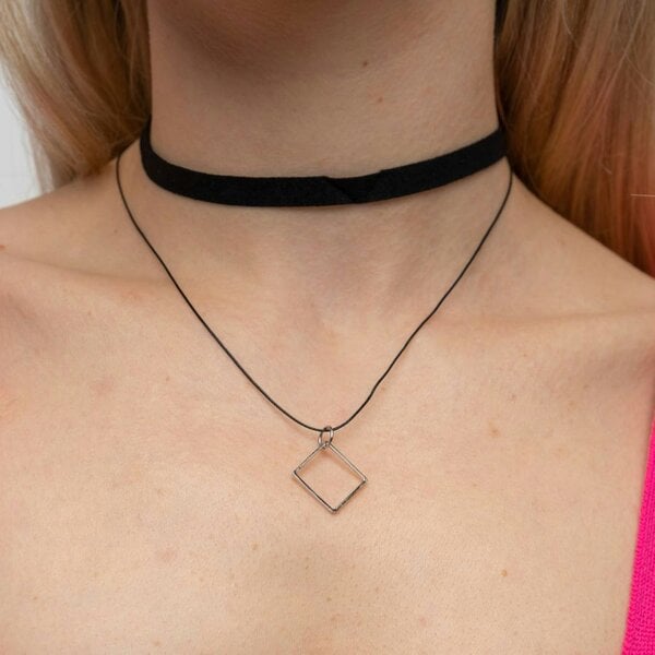 The Colourful Aura Black Lace Square Gothic Victorian Vintage Emo Choker Layered Necklace