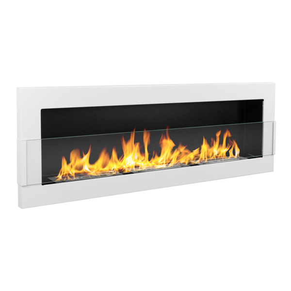 BIOFireplacesGMT Bioethanol Fireplace Wall Mounted 1200x400 White Gloss with Glass Ventless