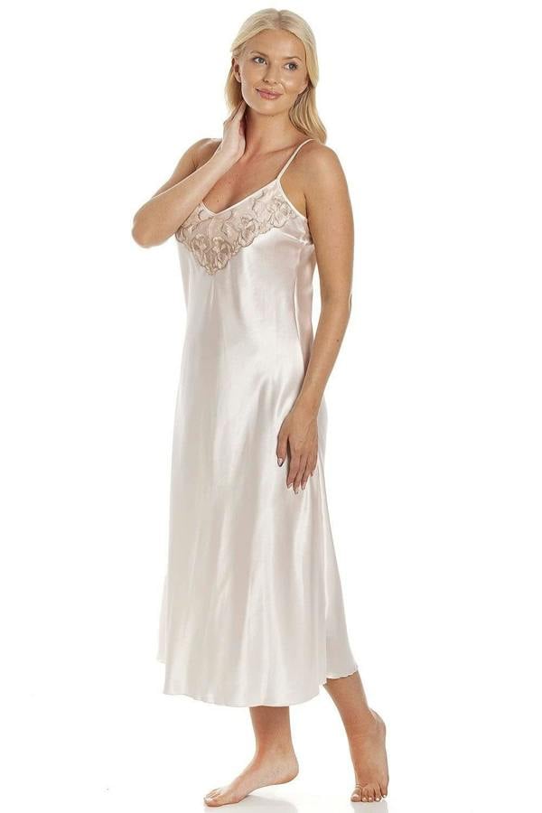 Womens Luxury Thin Strap Lace Satin Chemise
