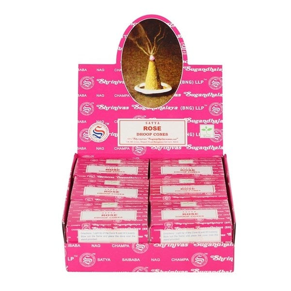 Serano Set of 12 Packets of Rose Dhoop Cones by Satya