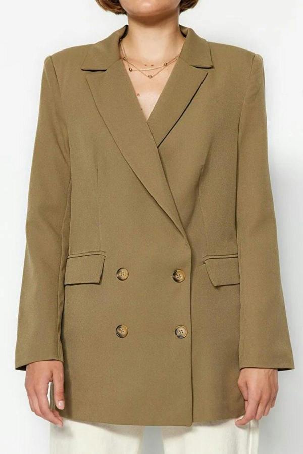 WOVCOR Oversize Lined Buttoned Woven Blazer Jacket