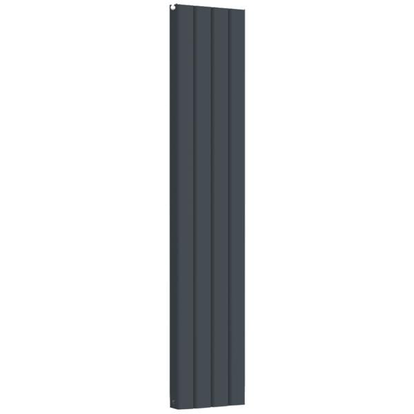 407mm-x-1800mm-Double-Aluminium-Panel-Radiator-in-Anthracite-Grey--Model-Mira--Wall-mounted