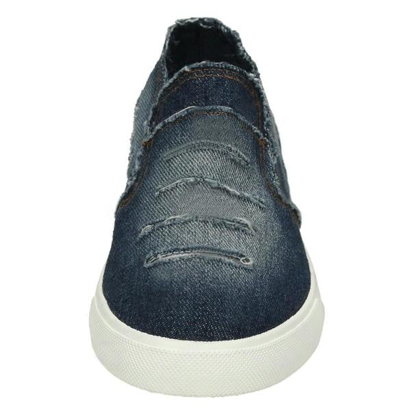Spot On Ladies Spot On Distressed Denim Slip On Pumps