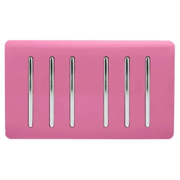 Trendi Switch 6 Gang 1 or 2 Way Light Switch in Candy Pink