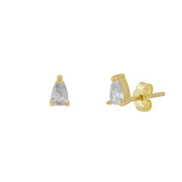 Spero London 14ct Solid Gold Handcrafted Pear Stud Earrings