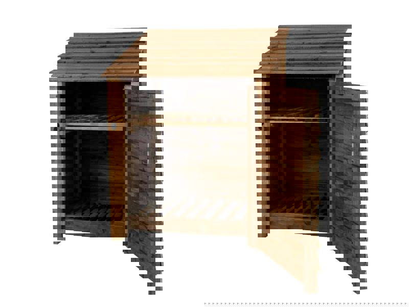 Arbor Garden Solutions Wooden Log Store with Door and Shelf W-99cm, H-126cm Or 180cm, D-88cm - Brown Finish