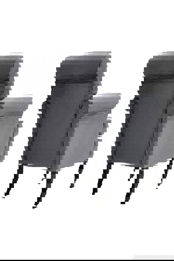 Living and Home Grey Soft Velvet Armchair with Gourd Shaped Castor Legs