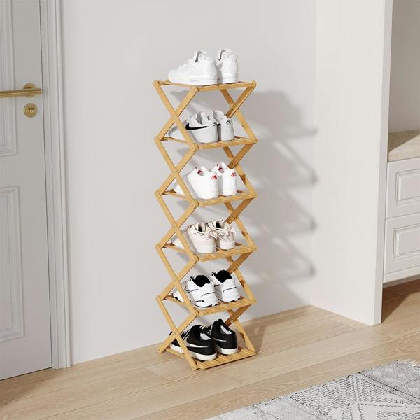 Living and Home 9/8/7/6 Tier Bamboo Folding Shoe Rack Shoe Storage Organiser