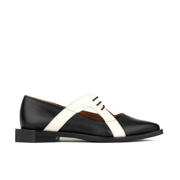 Embassy London Harlowe - Black & White - Women's cutout leather lace up shoe