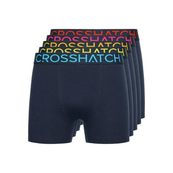 Crosshatch Mens Chasma Boxer Shorts (Pack of 5) - Navy - 