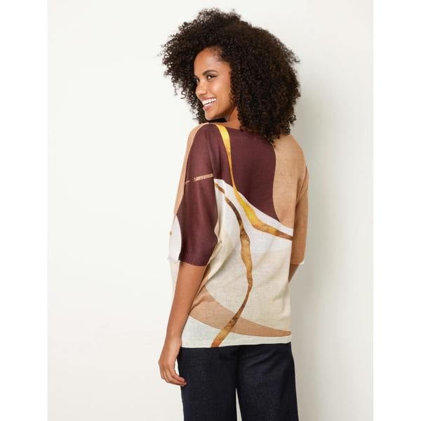 Blue Vanilla Striking Watercolour Fine Knit Abstract Top