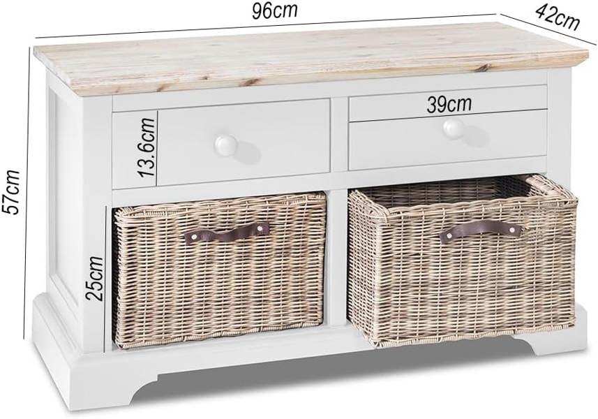 Statement Furniture Florence Storage Bench with 2 Drawers and 2 Baskets Assembled