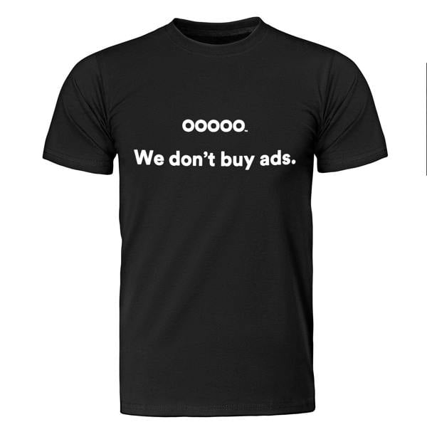 OOOOO Men's Slogan T-shirt "We Don't Buy Ads" Short Sleeve Casualwear, Black