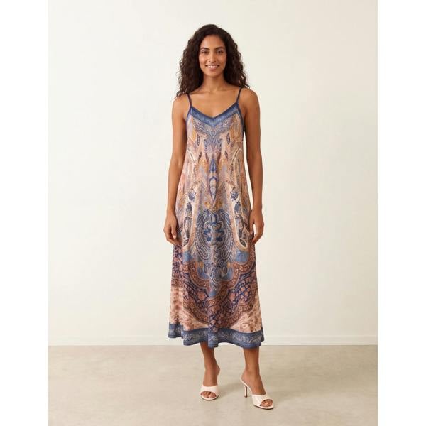 Blue Vanilla Midi Length Dress in Paisley Print