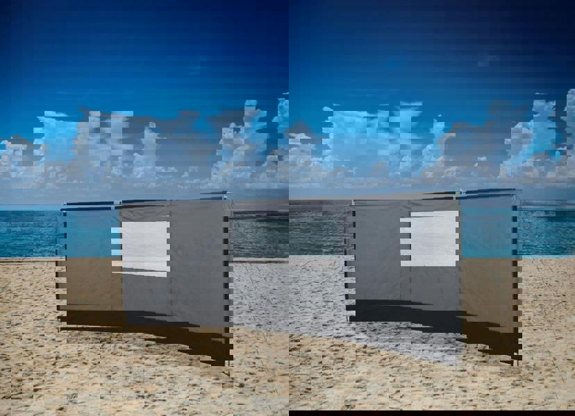 4M Deluxe Windbreak With Clear Window & Top Poles - Windbreaker Steel Poles Camping Caravan