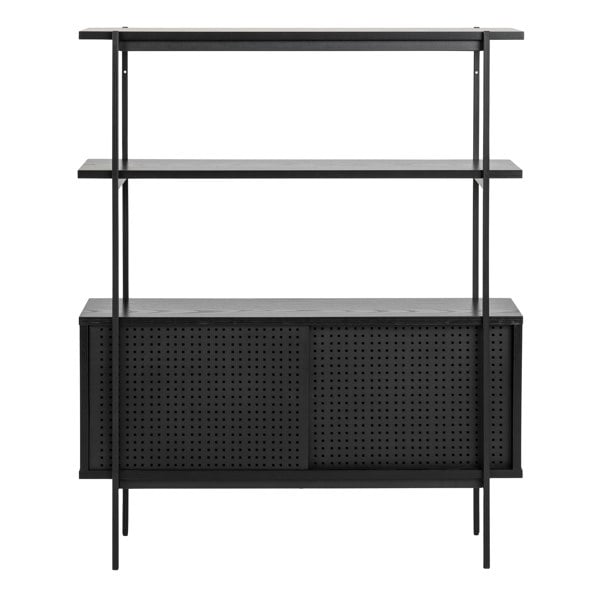 Furniture To Go Angus Small Bookcase with 2 Sliding Doors in Black