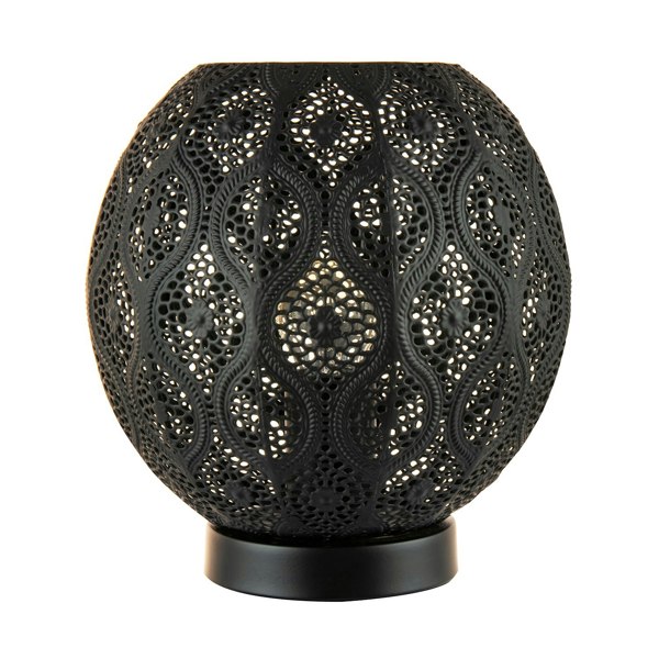 Floral Moroccan Table Lamp in Matte Black Traditional and Vintage Design Image 2