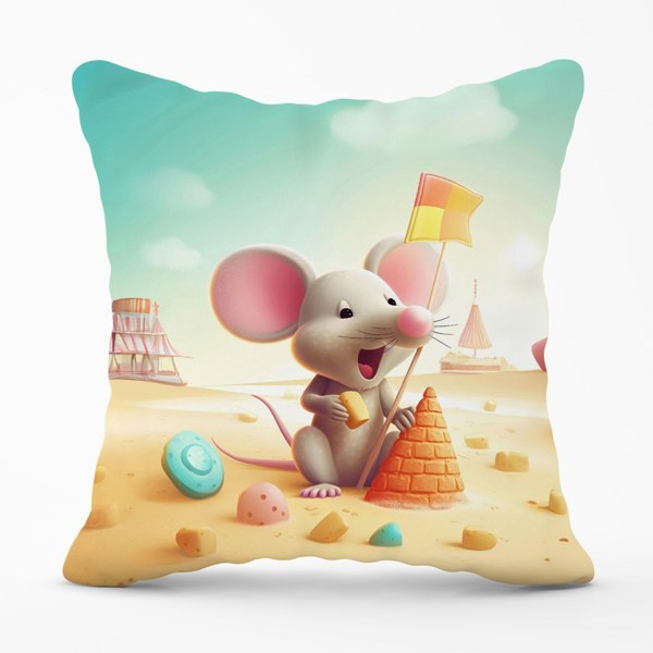 Warren Reed A Mouse On A Beach Holiday Cushions