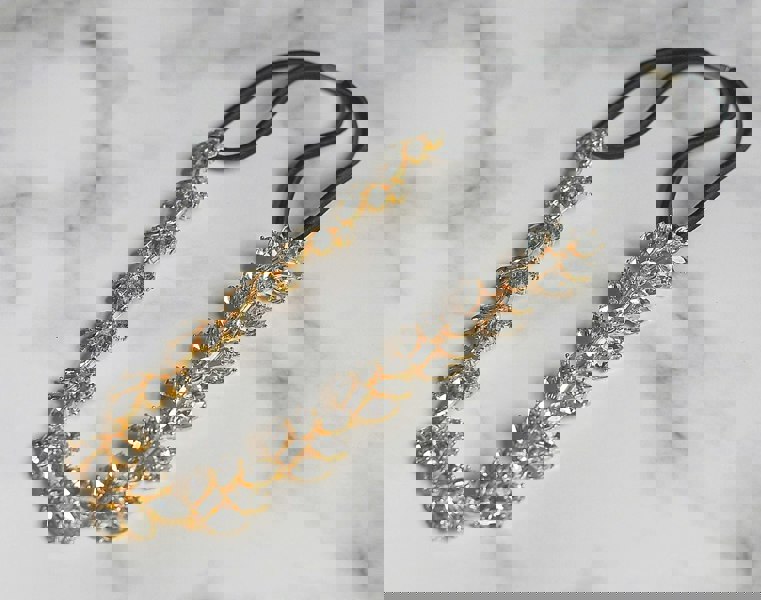 gold vintage headband in crystal elasticated 