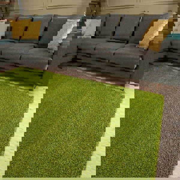 Shaggy Green Rug Soft and Durable, Non-Shedding, High Quality.