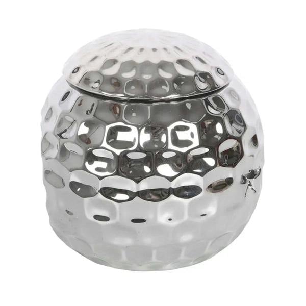 Mirrored silver oil burner dome with star patterns, closed top