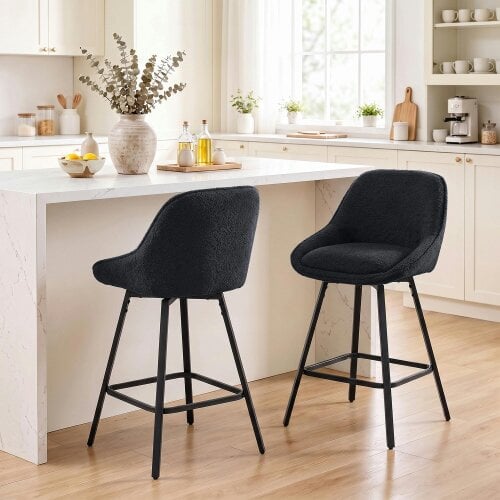 HOMCOM Bar Stools Set of 2, 360° Swivel, 64 cm Counter Height