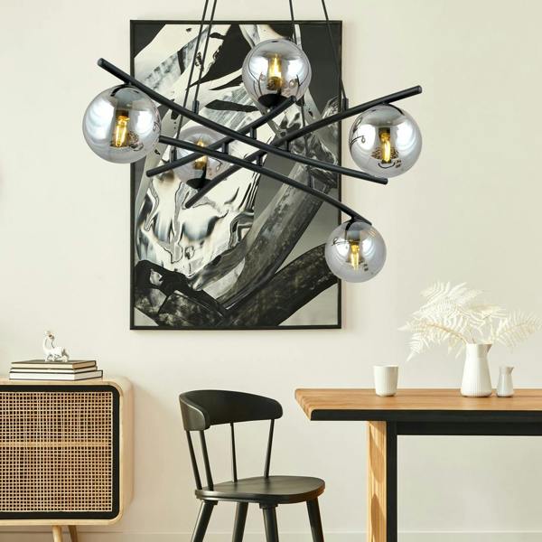 Emibig ESSA Pendant lamp 5 x E14 Black with Graphite Shade