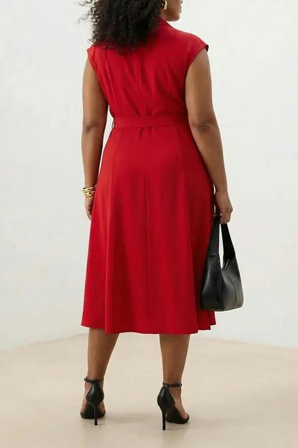 WOVCOR Midi Woven Plus Size Dress