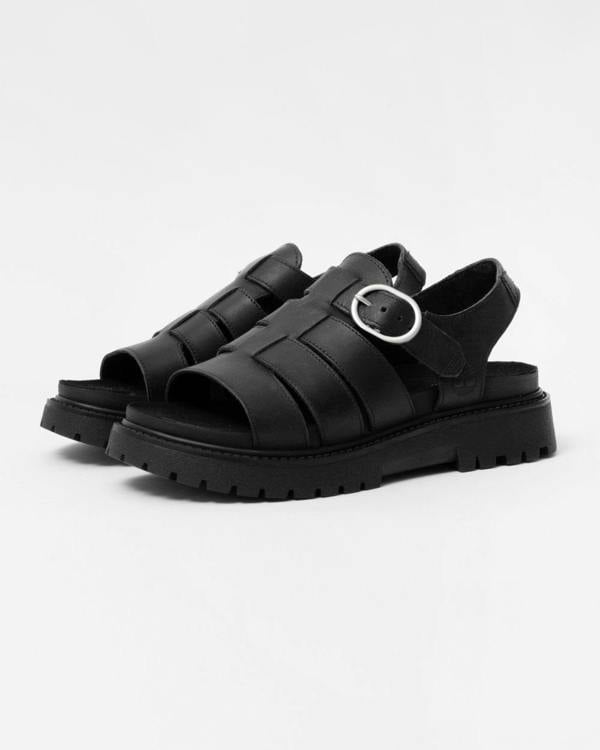 Timberland Clairemont Way Womens Fisherman Sandals - Black Full Grain - CHO - Designer Womens Sandals