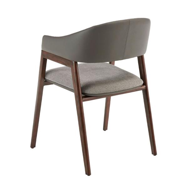 Angel Cerdá Grey Fabric and Dark Mink Leatherette Chair 4091