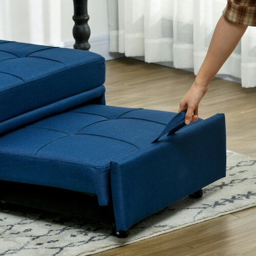 Wyld Haus Leve Fabric Blue 4 In One Convertible Chair Bed With Adjustable Back Side Pocket Wheels And Pillow