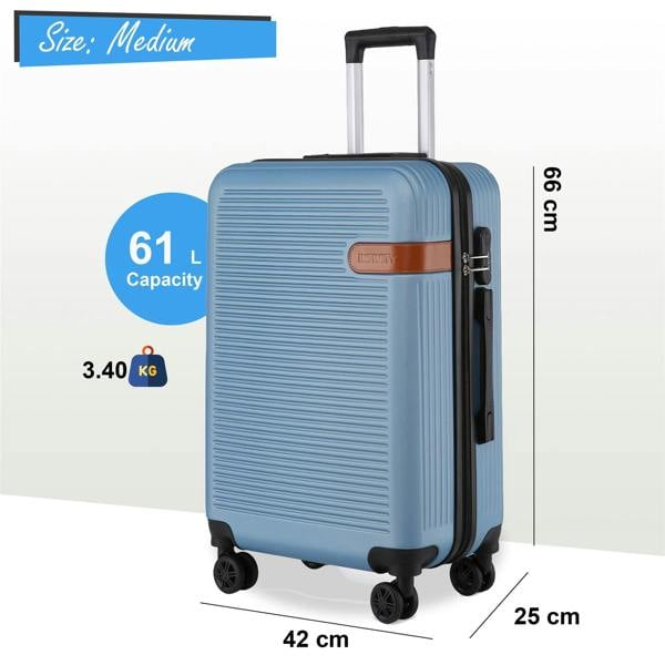 Infinity Luggage Hard Shell Blue Navy Classic Dual 4 Wheel Luggage Suitcase Set