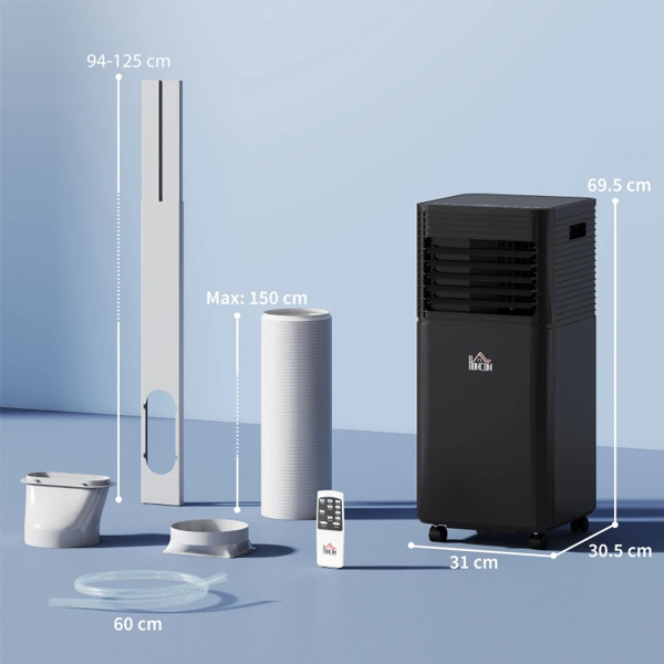 HOMCOM Portable Air Conditioner 4 Modes LED Display Timer Home Office