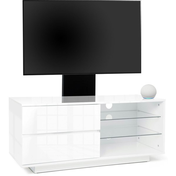 Centurion Supports Gallus Gloss White with 2- Drawers and 3-Sheves 32"-55" LED/LCD/Plasma Cabinet TV Stand with Mounting Arm