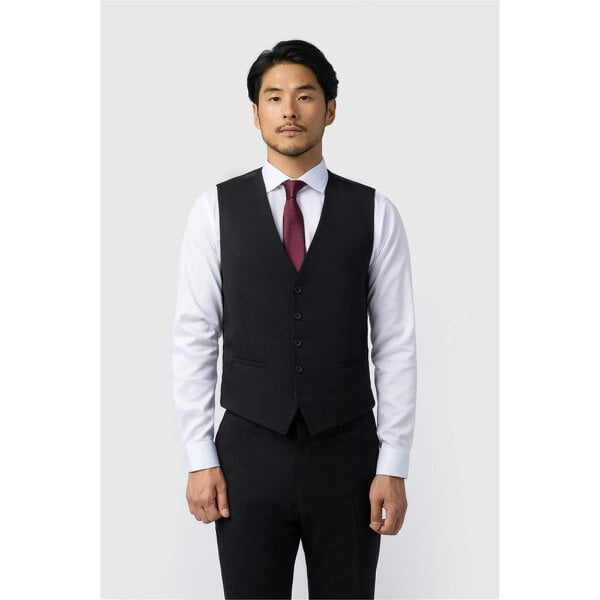 Limehaus Regular Fit Black Stretch Waistcoat