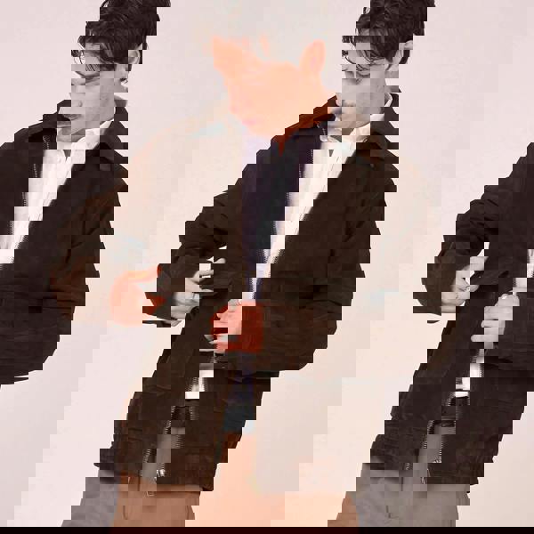 Barneys Originals Men's Brown Suede Bomber Jacket