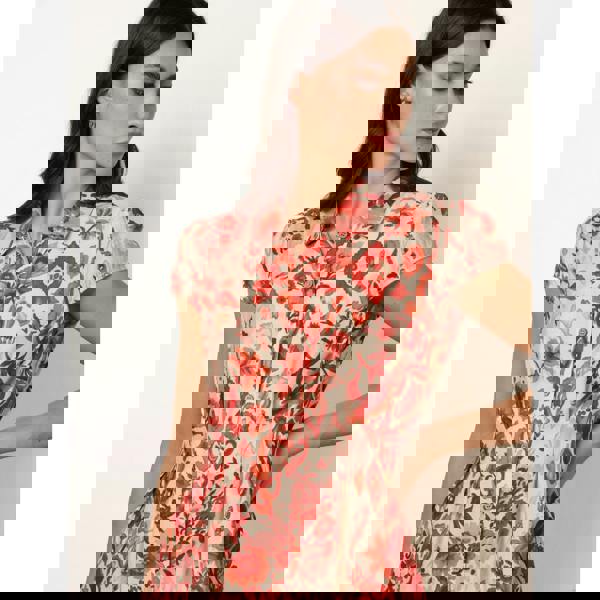 Blue Vanilla Watercolour Floral Printed Button Front Shirt Dress