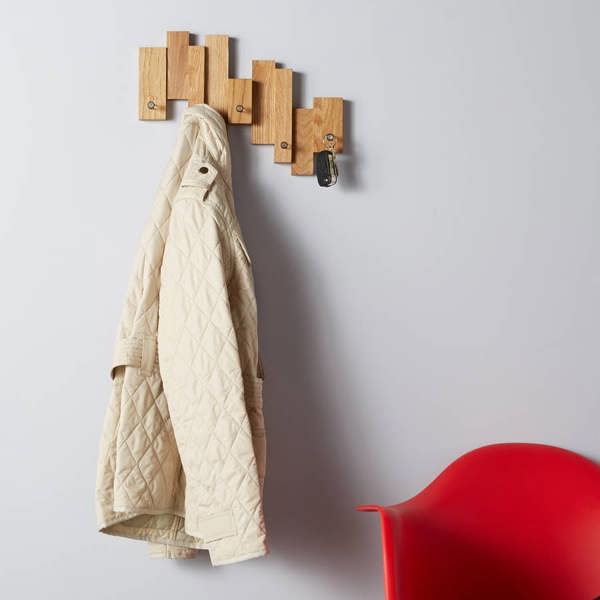 MijMoj Design Solid Oak Blocks Coat Rack - Acrylic Pegs