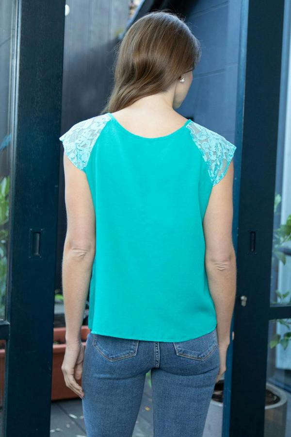 HotSquash Lace Sleeved Crepe Top