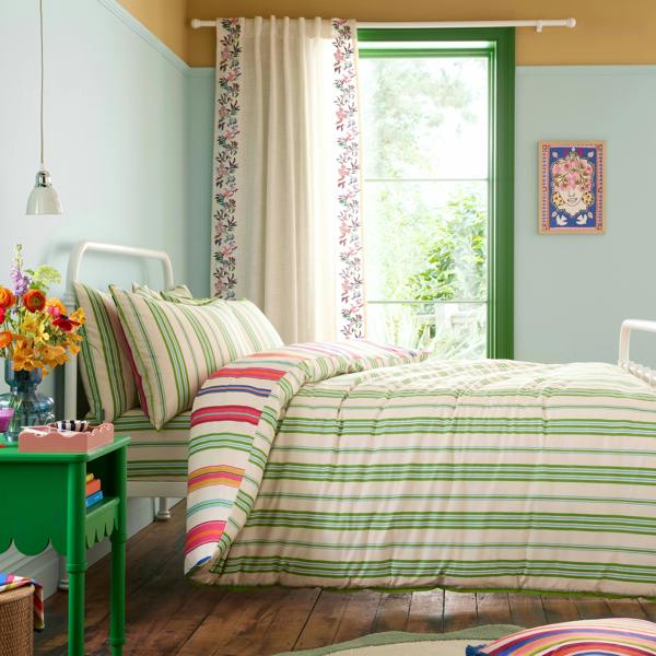 Sophie Robinson Sophie Stripe 100% Cotton Reversible Duvet Cover Set Bright
